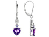 Purple Amethyst Rhodium Over Silver Earrings 2.08ctw