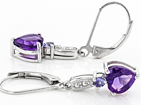 Purple Amethyst Rhodium Over Silver Earrings 2.08ctw