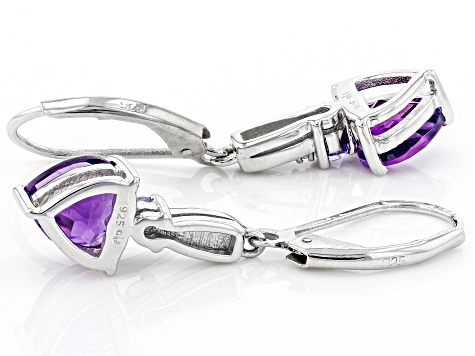 Purple Amethyst Rhodium Over Silver Earrings 2.09ctw