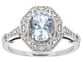 Blue Aquamarine Rhodium Over Sterling Silver Ring 0.87ctw