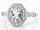 Blue Aquamarine Rhodium Over Sterling Silver Ring 0.87ctw