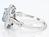 Blue Aquamarine Rhodium Over Sterling Silver Ring 0.87ctw