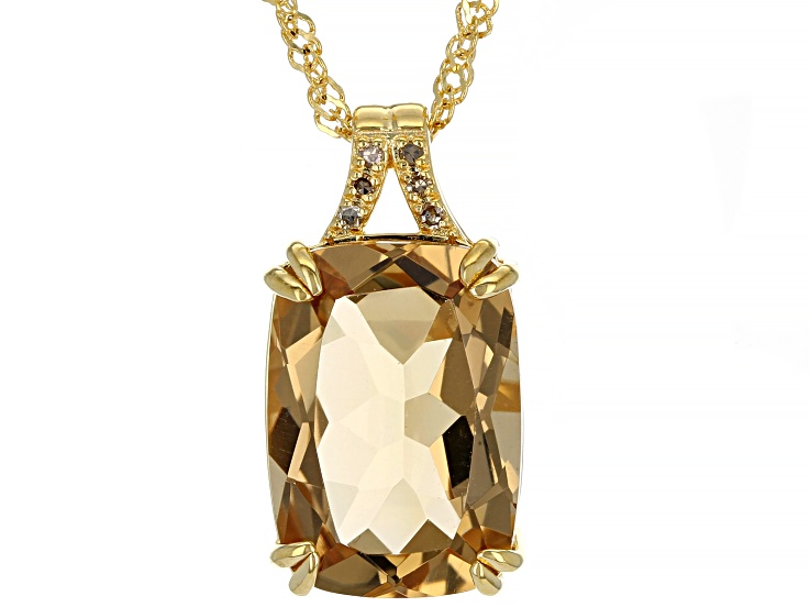 Champagne Quartz 18k Yellow Gold Over Silver Pendant With