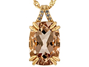 Champagne Quartz 18k Yellow Gold Over Silver Pendant With Chain. 5.56ctw