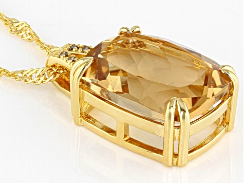 Champagne Quartz 18k Yellow Gold Over Silver Pendant With