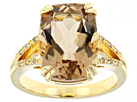 Champagne Quartz 18k Yellow Gold Over Sterling Silver Ring 5.58ctw