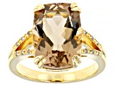 Champagne Quartz 18k Yellow Gold Over Sterling Silver Ring 5.58ctw