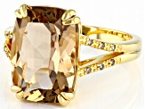 Champagne Quartz 18k Yellow Gold Over Sterling Silver Ring 5.58ctw