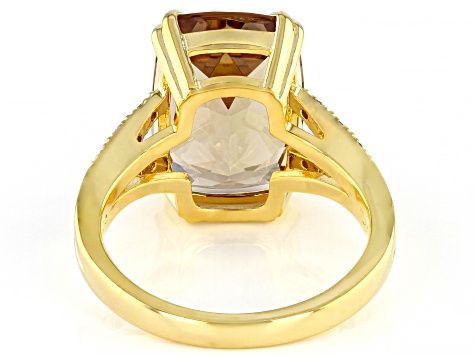 Champagne Quartz 18k Yellow Gold Over Sterling Silver Ring 5.58ctw