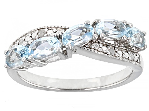 Sky Blue Topaz Rhodium Over Sterling Silver Ring 1.22ctw