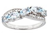 Sky Blue Topaz Rhodium Over Sterling Silver Ring 1.22ctw