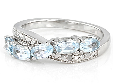 Sky Blue Topaz Rhodium Over Sterling Silver Ring 1.22ctw