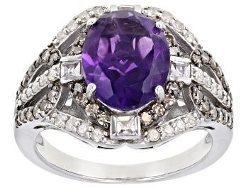 Picture of Purple Amethyst Rhodium Over Silver Ring 2.66ctw