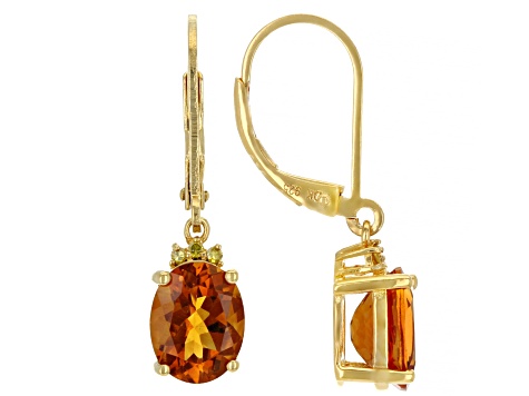 Orange Madeira Citrine 18k Yellow Gold Over Sterling Silver Dangle Earrings 2.93ctw