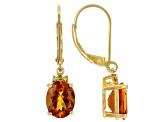 Orange Madeira Citrine 18k Yellow Gold Over Sterling Silver Dangle Earrings 2.93ctw