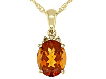 Picture of Orange Madeira Citrine 18K Yellow Gold Over Sterling Silver Pendant Chain 2.18ctw