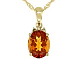 Orange Madeira Citrine 18K Yellow Gold Over Sterling Silver Pendant Chain 2.18ctw