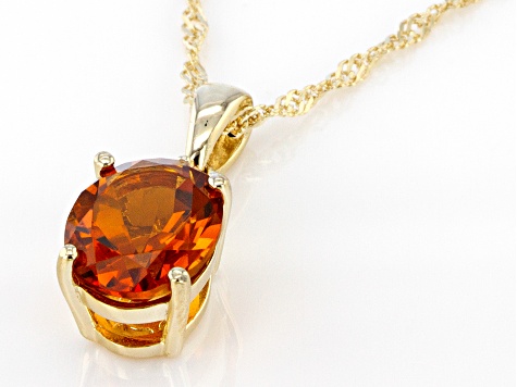 Orange Madeira Citrine 18K Yellow Gold Over Sterling Silver Pendant Chain 2.18ctw