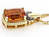 Orange Madeira Citrine With Diamond 18k Yellow Gold Over Sterling Silver Pendant With Chain 2.37ctw