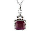 Red Ruby Platinum Over Sterling Silver Pendant With Chain 3.80ctw