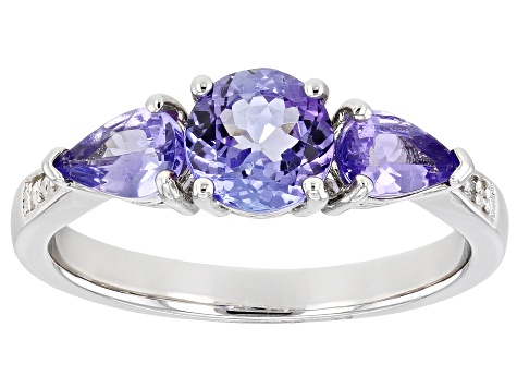 Blue Tanzanite Rhodium Over Sterling Silver Ring 1.40ctw