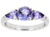 Blue Tanzanite Rhodium Over Sterling Silver Ring 1.40ctw