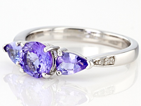 Blue Tanzanite Rhodium Over Sterling Silver Ring 1.40ctw
