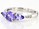 Blue Tanzanite Rhodium Over Sterling Silver Ring 1.40ctw