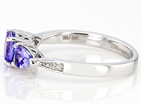 Blue Tanzanite Rhodium Over Sterling Silver Ring 1.40ctw