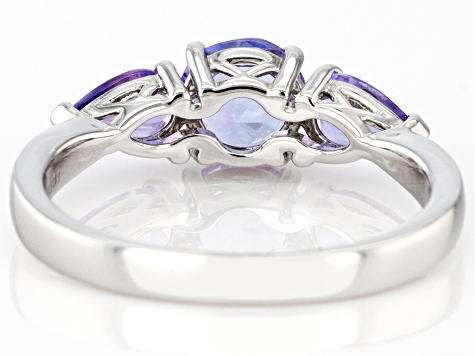 Blue Tanzanite Rhodium Over Sterling Silver Ring 1.40ctw