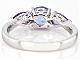 Blue Tanzanite Rhodium Over Sterling Silver Ring 1.40ctw