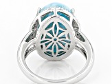 Blue Larimar Rhodium Over Silver Ring 0.06ctw