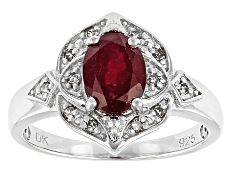 Red Ruby Rhodium Over Sterling Silver Ring 1.52ctw