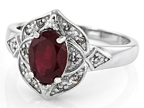 Red Ruby Rhodium Over Sterling Silver Ring 1.52ctw