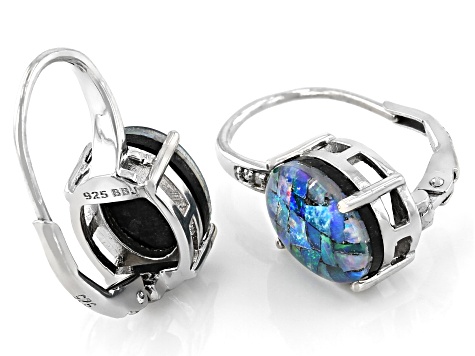 Multicolor Opal Triplet Rhodium Over Sterling Silver Earrings. 0.01ctw