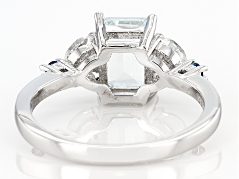 Aquamarine Rhodium Over Sterling Silver Ring 1.60ctw