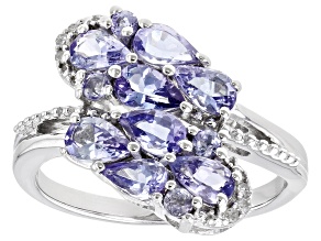 Blue Tanzanite Rhodium Over Sterling Silver Ring 1.73ctw