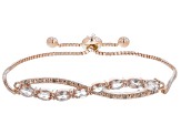 Peach Morganite With Champagne Diamond 18K Rose Gold Over Sterling Silver Bolo Bracelet