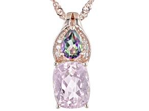 Pink Kunzite 18K Rose Gold Over Sterling Silver Pendant With Chain. 2.81ctw