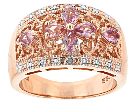 Pink Garnet 18K Rose Gold Over Sterling Silver Ring 0.92ctw