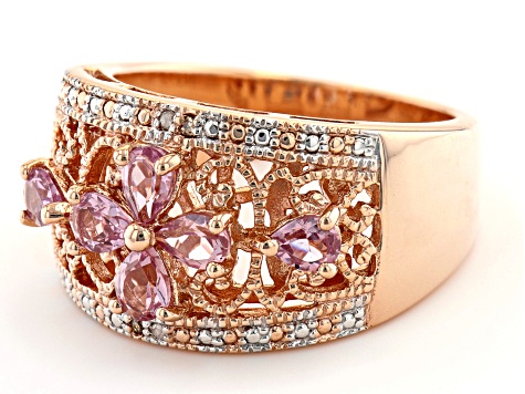 Pink Garnet 18K Rose Gold Over Sterling Silver Ring 0.92ctw