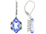 Blue Color Change Fluorite Rhodium Over Silver Earrings 5.66ctw