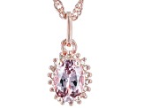 Color Shift Garnet With Champagne Diamond 18k Rose Gold Over Sterling Silver Pendant Chain 1.04ctw