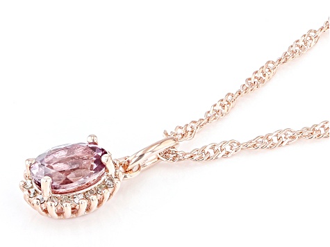 Color Shift Garnet With Champagne Diamond 18k Rose Gold Over Sterling Silver Pendant Chain 1.04ctw