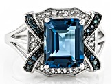 Blue Topaz With Rhodium Over Sterling Silver Ring 3.59ctw