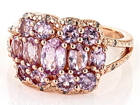 Color Shift Garnet 18K Rose Gold Over Sterling Silver Ring 2.17ctw