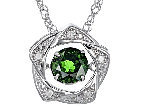 Green Chrome Diopside Rhodium Over Silver Pendant Chain 0.85ctw