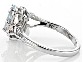 Oval Aquamarine And White Diamond Rhodium Over Sterling Silver Ring 1.28ctw