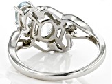 Oval Aquamarine And White Diamond Rhodium Over Sterling Silver Ring 1.28ctw
