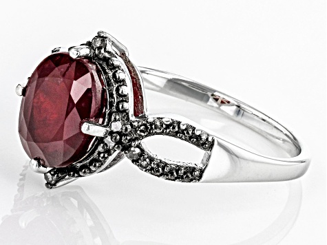 Red Mahaleo® Ruby Rhodium Over Sterling Silver Ring 2.39ctw